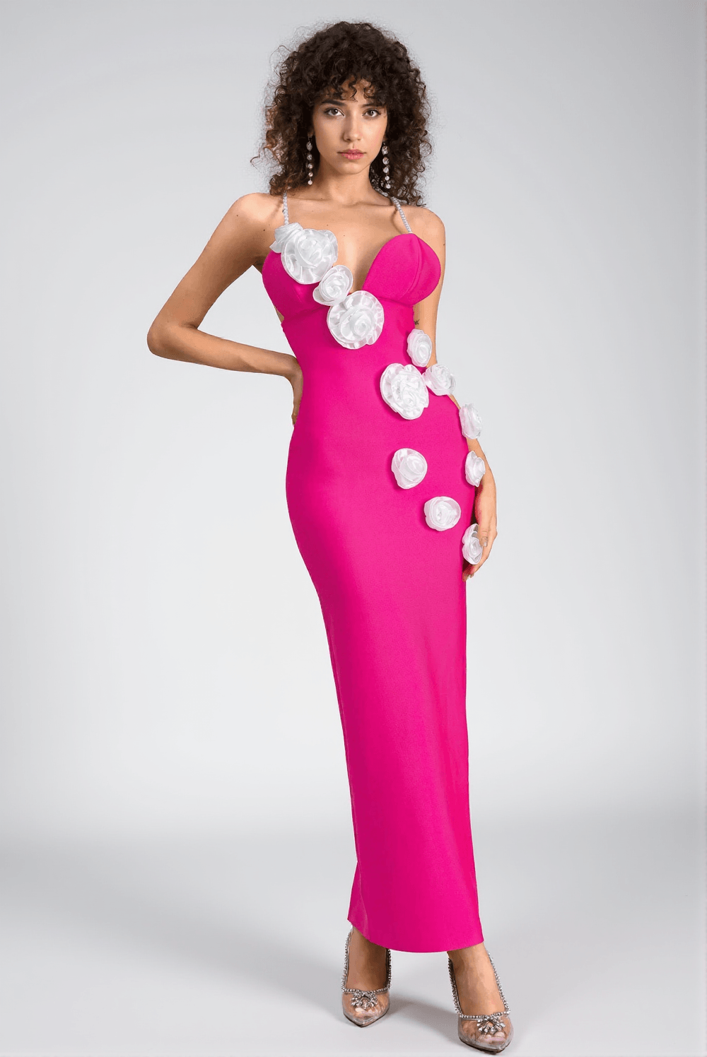 FOTELLI PEARL STRAP FLORAL DRESS