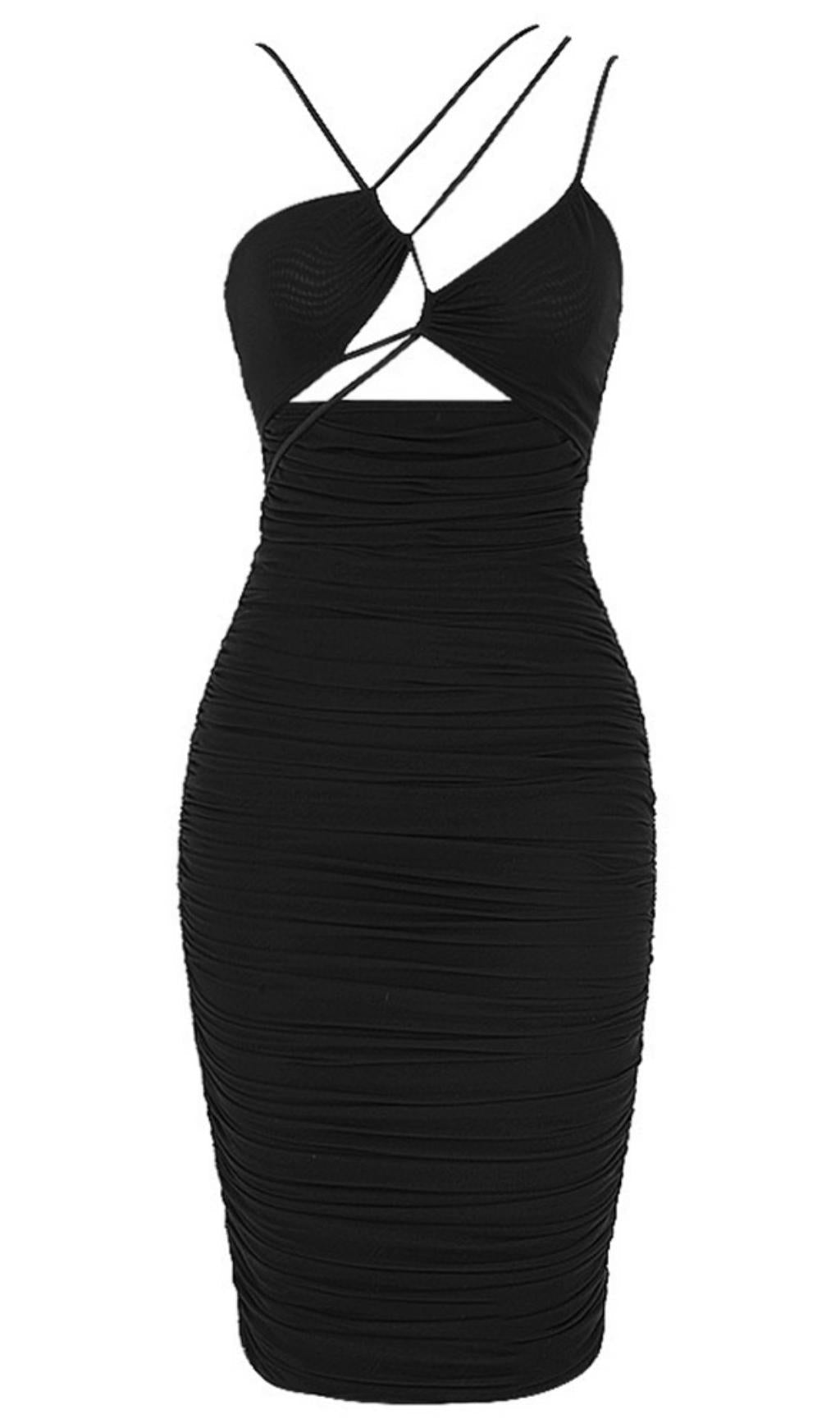 Rückenfreies, schmales Hüftwickelkleid