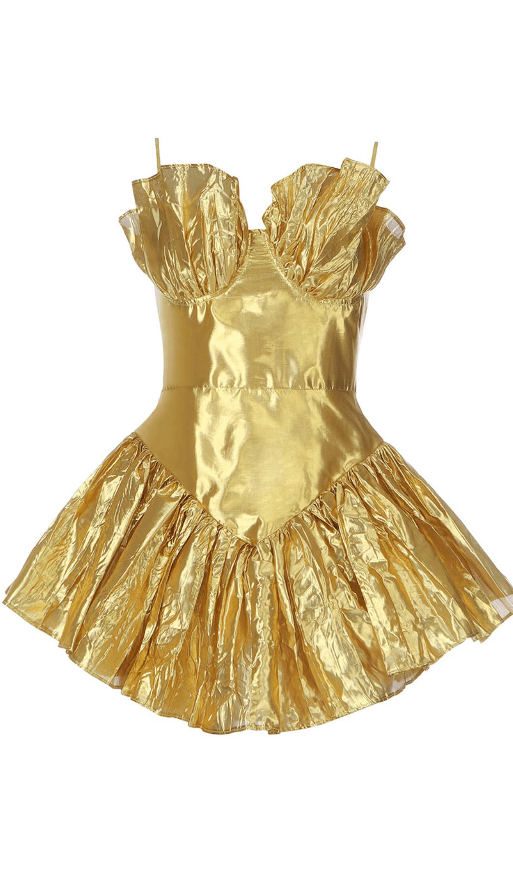 Plissiertes Metallic-Kleid