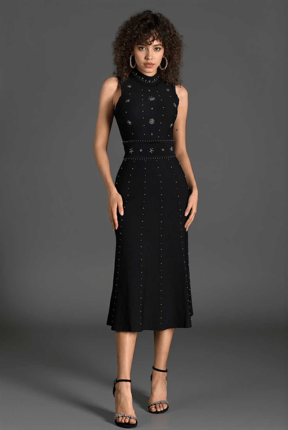 DEVIYAH SLEEVELESS BEAD MIDI DRESS