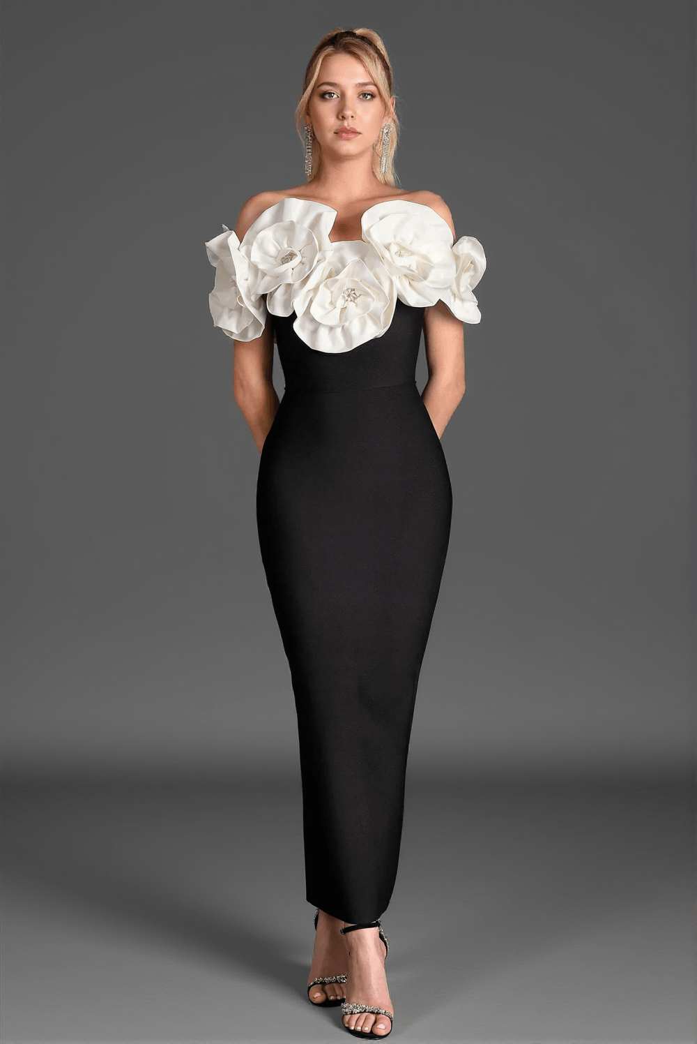 RAFAIL 3D FLOWER BANDAGE DRESS