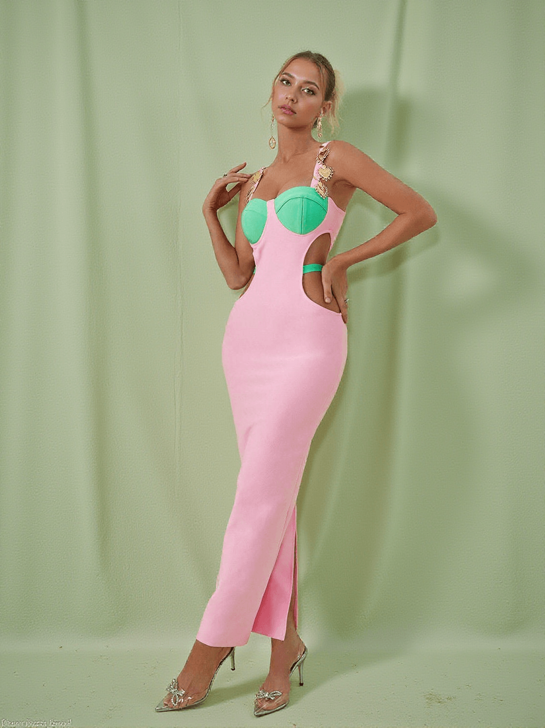 MARGAUX EMBELLISHED CUTOUT MAXI DRESS IN PINK