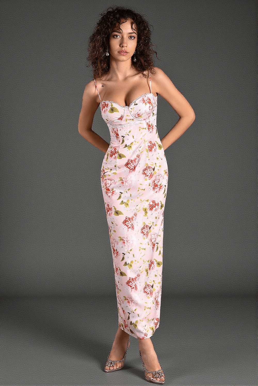 Arvanita Spaghetti-Kleid aus gewebtem Print