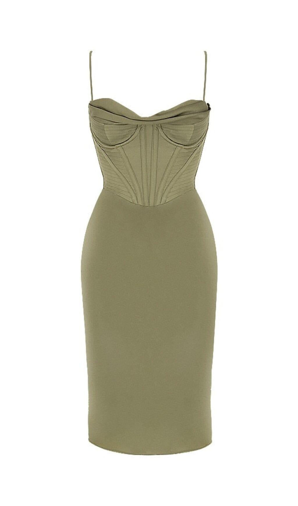 ZEE OLIVE SLIP KLEID