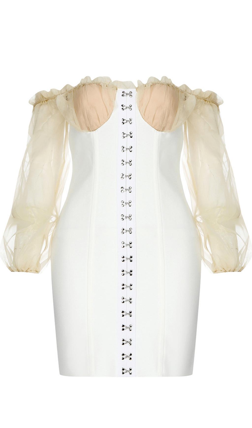 Weißes Minikleid mit Garnärmeln