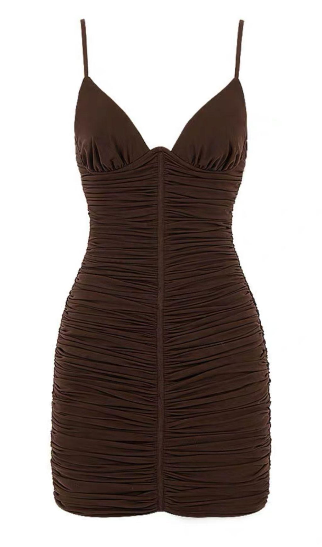 Netzrock mit V-Ausschnitt und plissierten Trägern.