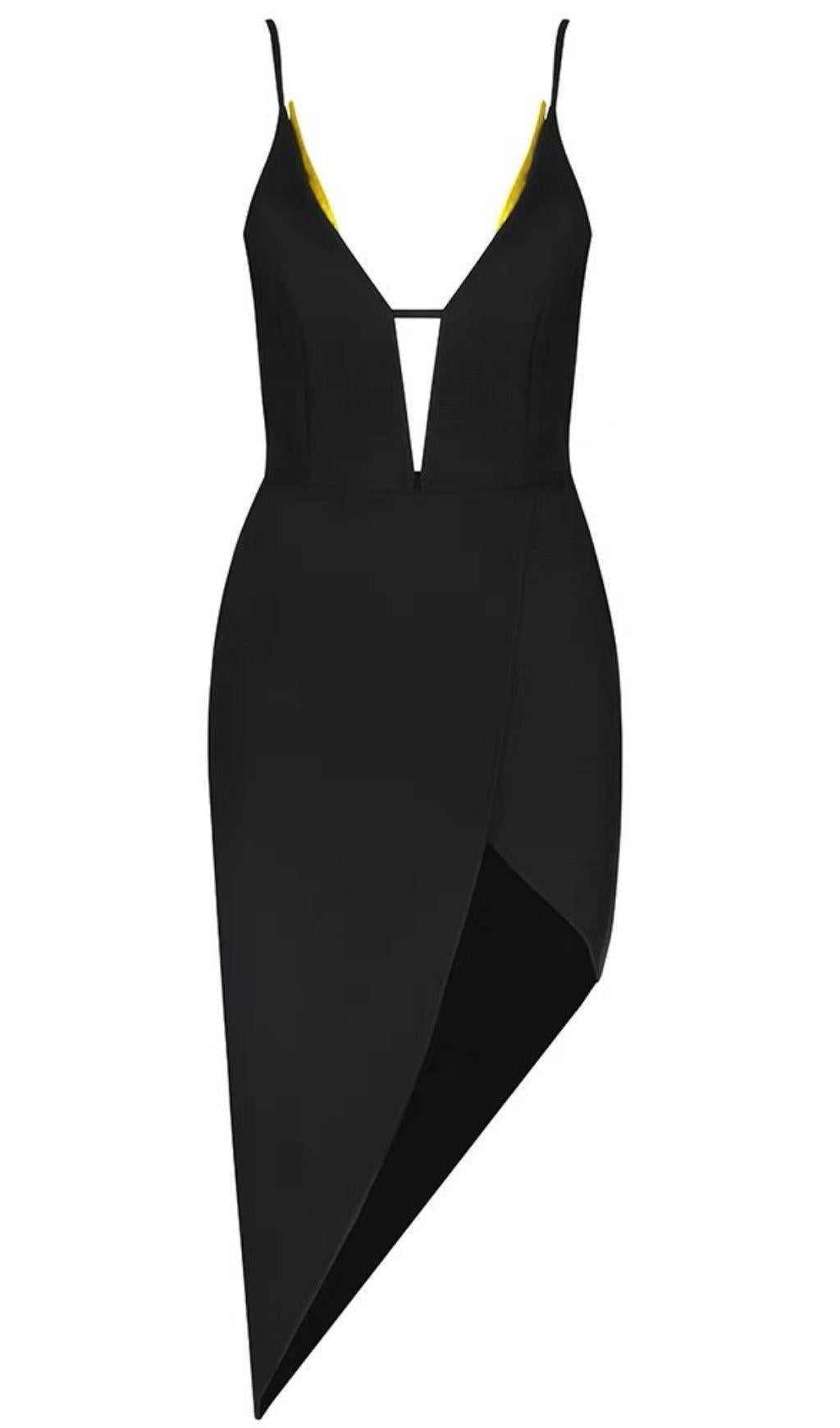 SLING-KLEID MIT NIEDRIGEM AUSSCHNITT, AUSGEHÖHLTEN UNREGELMÄSSIGEN NÄHTEN