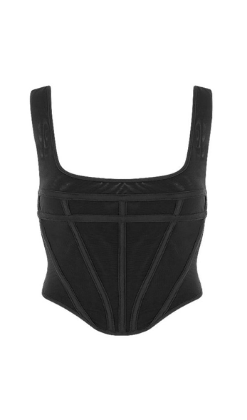 TOP CORTO CON CUCITO E BRETELLE