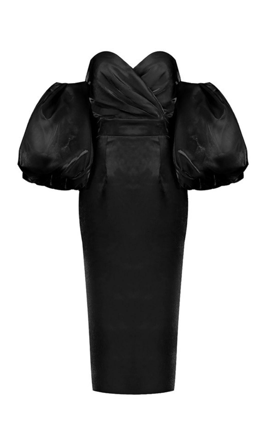 PUFFÄRMELKLEID IN SCHWARZ