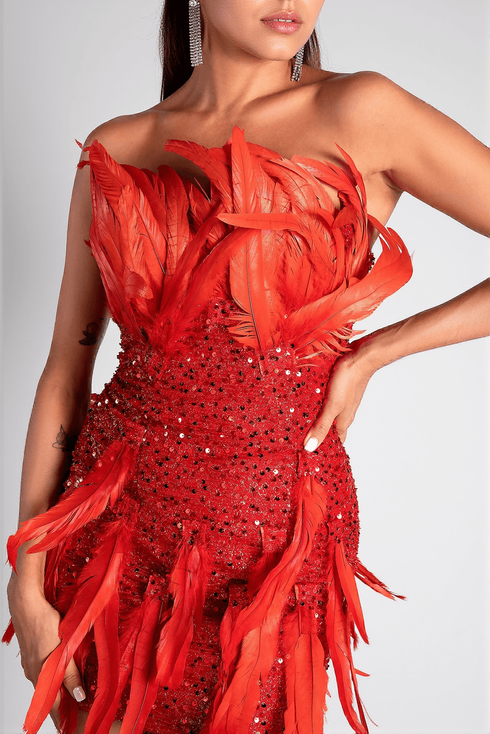 PAPATSI FEATHER MINI DRESS