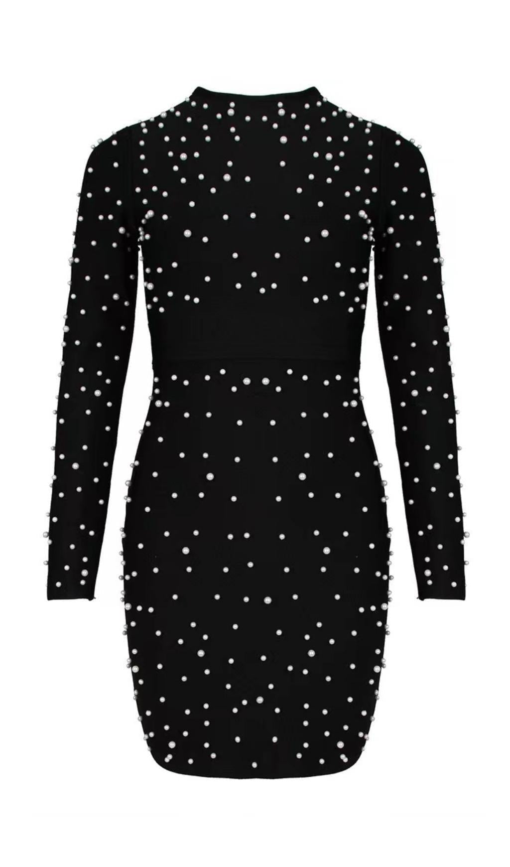 PEARL LONG SLEEVE MINI BANDAGE DRESS