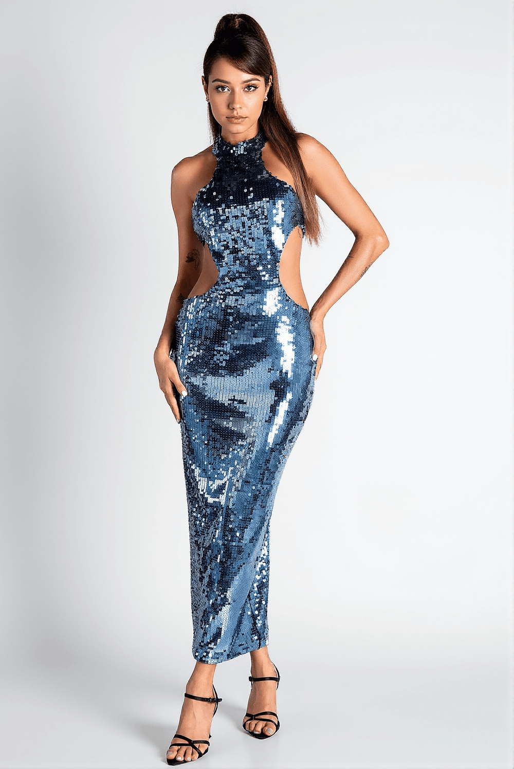 NEIVA GLITTER CUTOUT MAXI DRESS