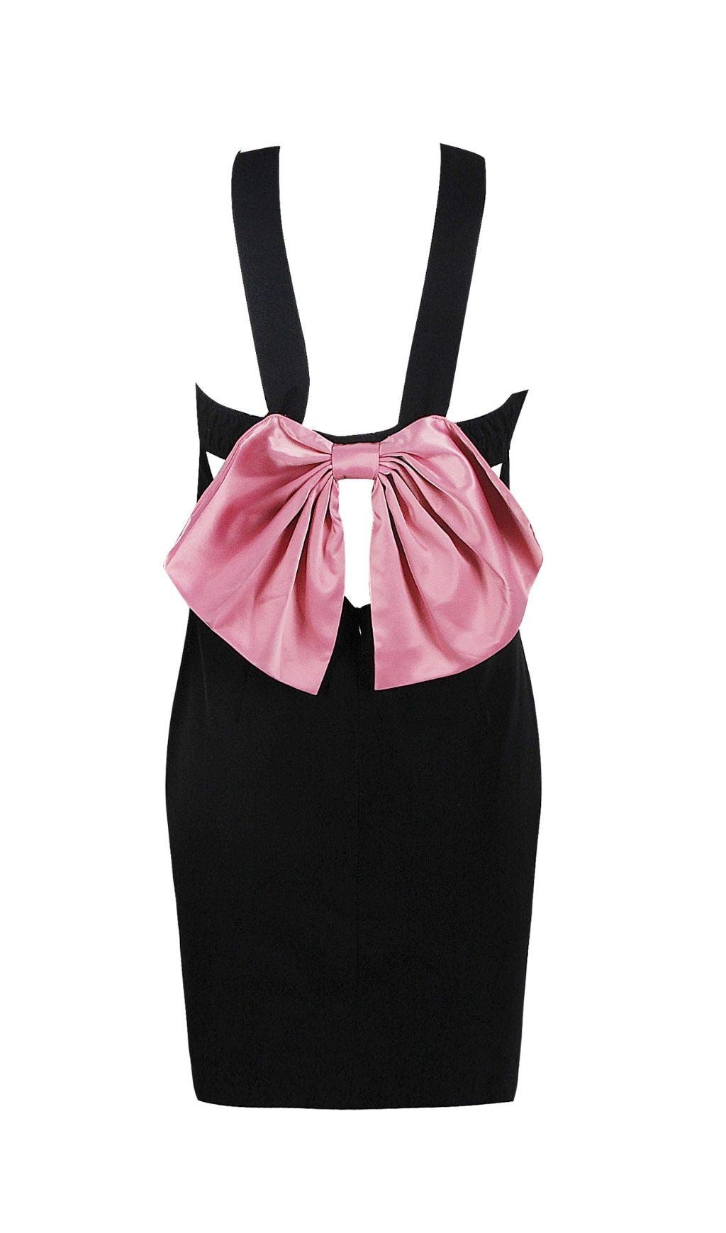 MINI ABITO CON FIOCCO SULLA SCHIENA IN NERO