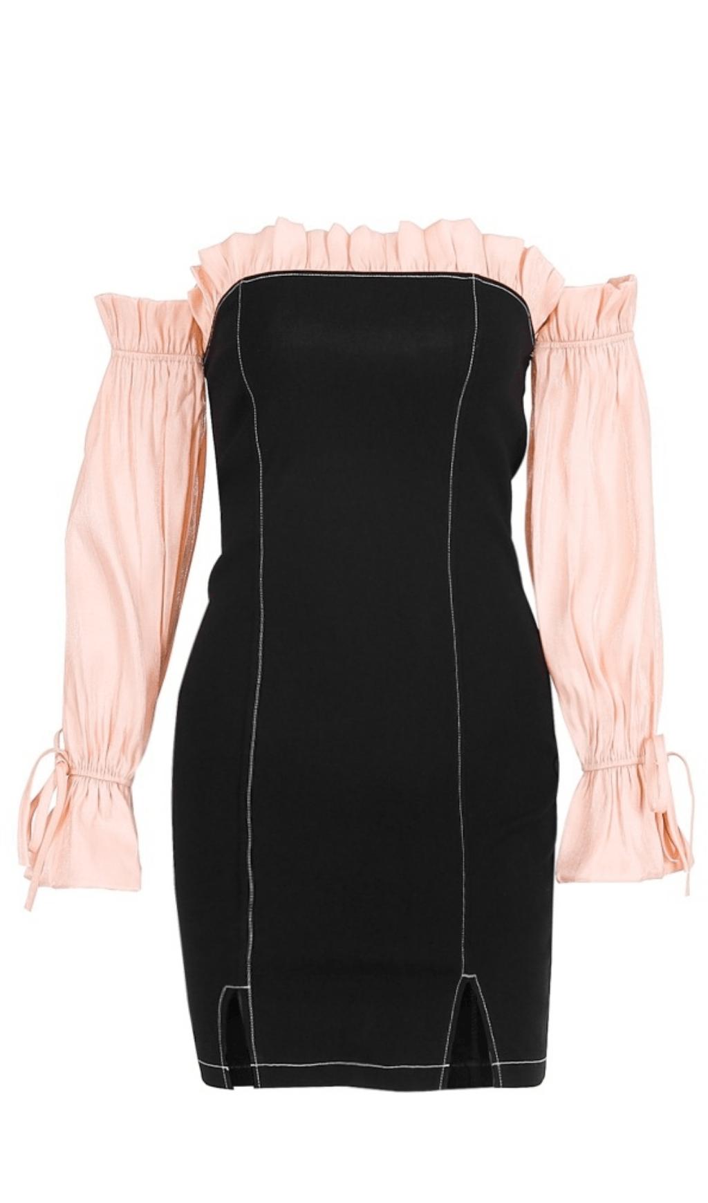 LONG-SLEEVED DRESS WITH MELANGE LACE.