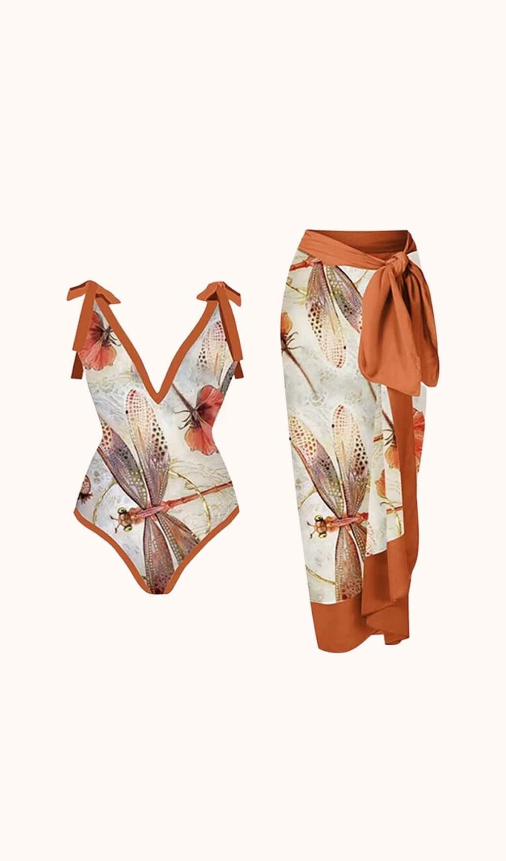 MANDISA DRAGONFLY PRINTED SWIMWEAR TWO PIECE SET