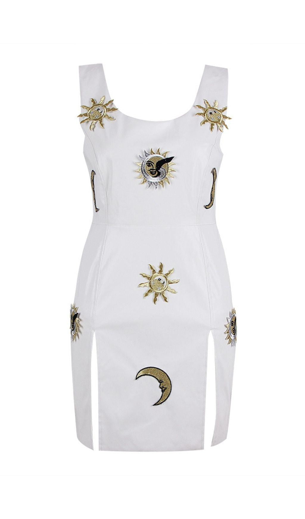 Slip-Minikleid aus Leder in Weiß