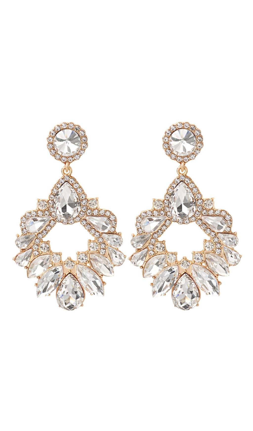 WHITE CRYSTAL CHANDELIER DROP EARRINGS