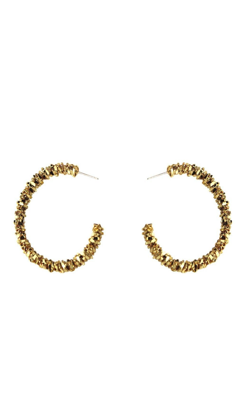 18K GOLD MENTAL FACET HOOP EARRINGS