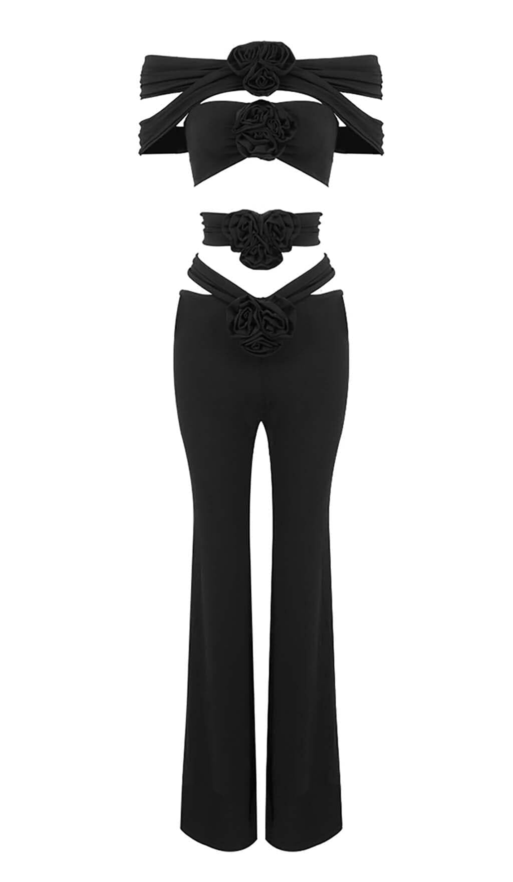 JUMPSUIT MIT 3D-BLUMENVERZIERUNG IN SCHWARZ