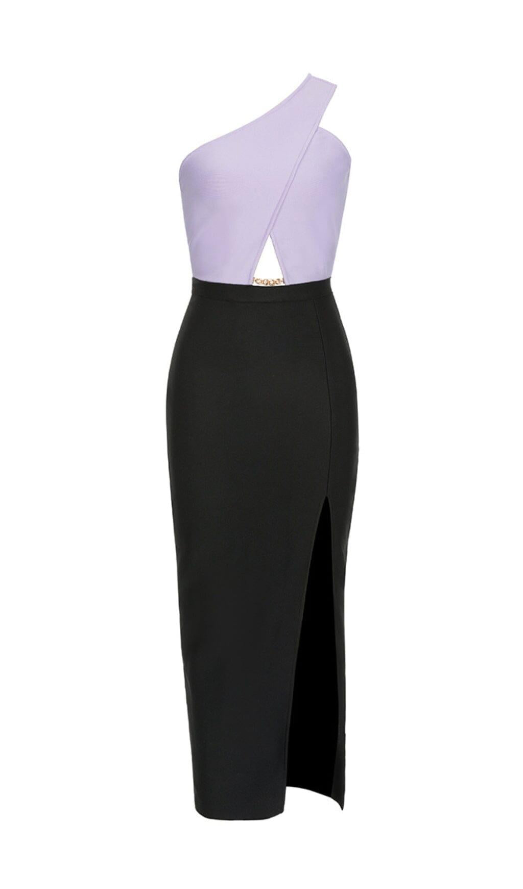 AIIZIE BANDAGE ONE-SHOULDER THIGH SLIT DRESS IN PURPLE - product image