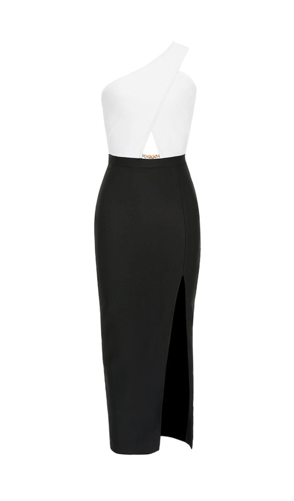 AIIZIE BANDAGE ONE-SHOULDER THIGH SLIT DRESS IN WHITE - product image