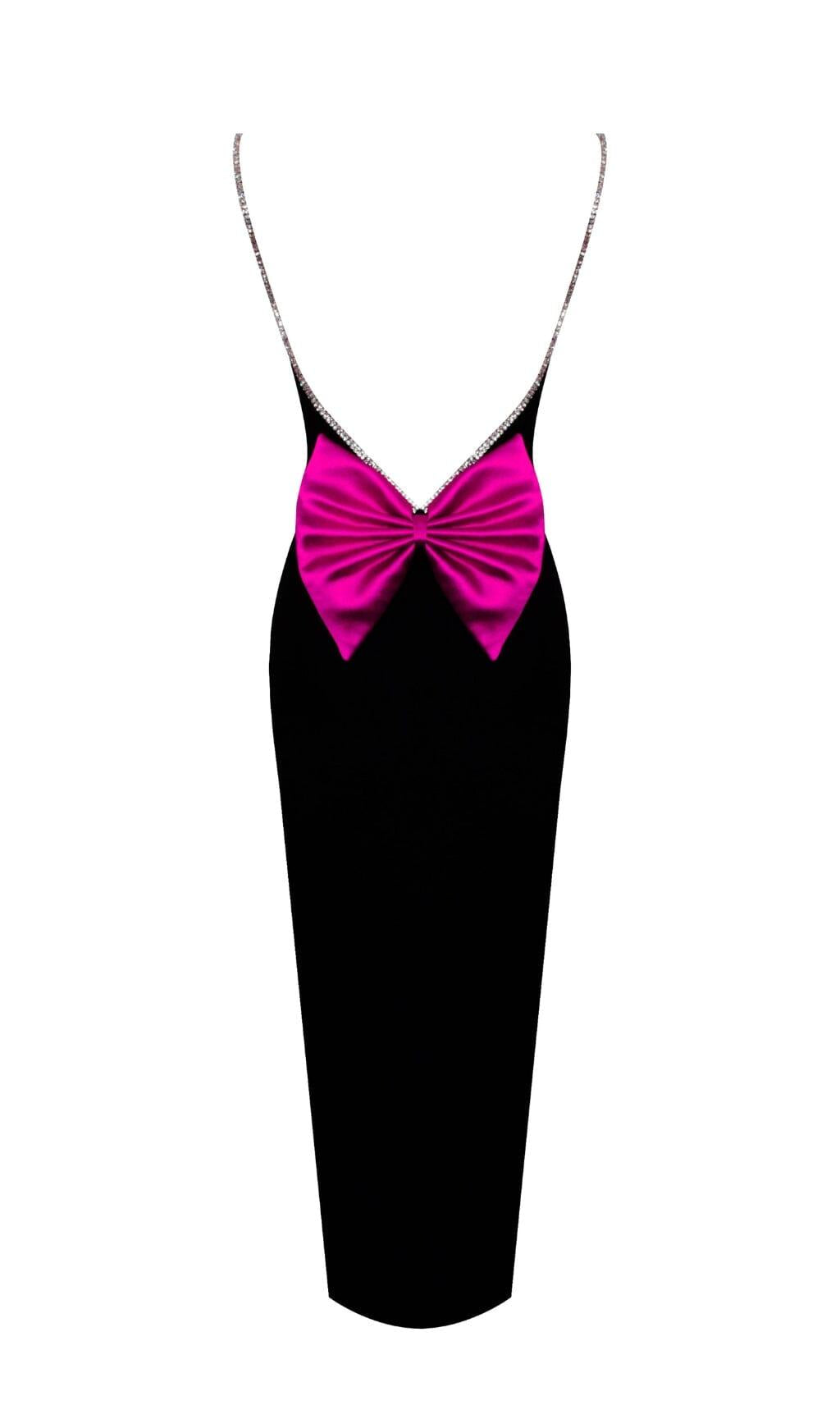 ABITO CON SCHIENA SENZA SCHIENA E FIOCCO CON SPALLINE DI CRISTALLO NERO