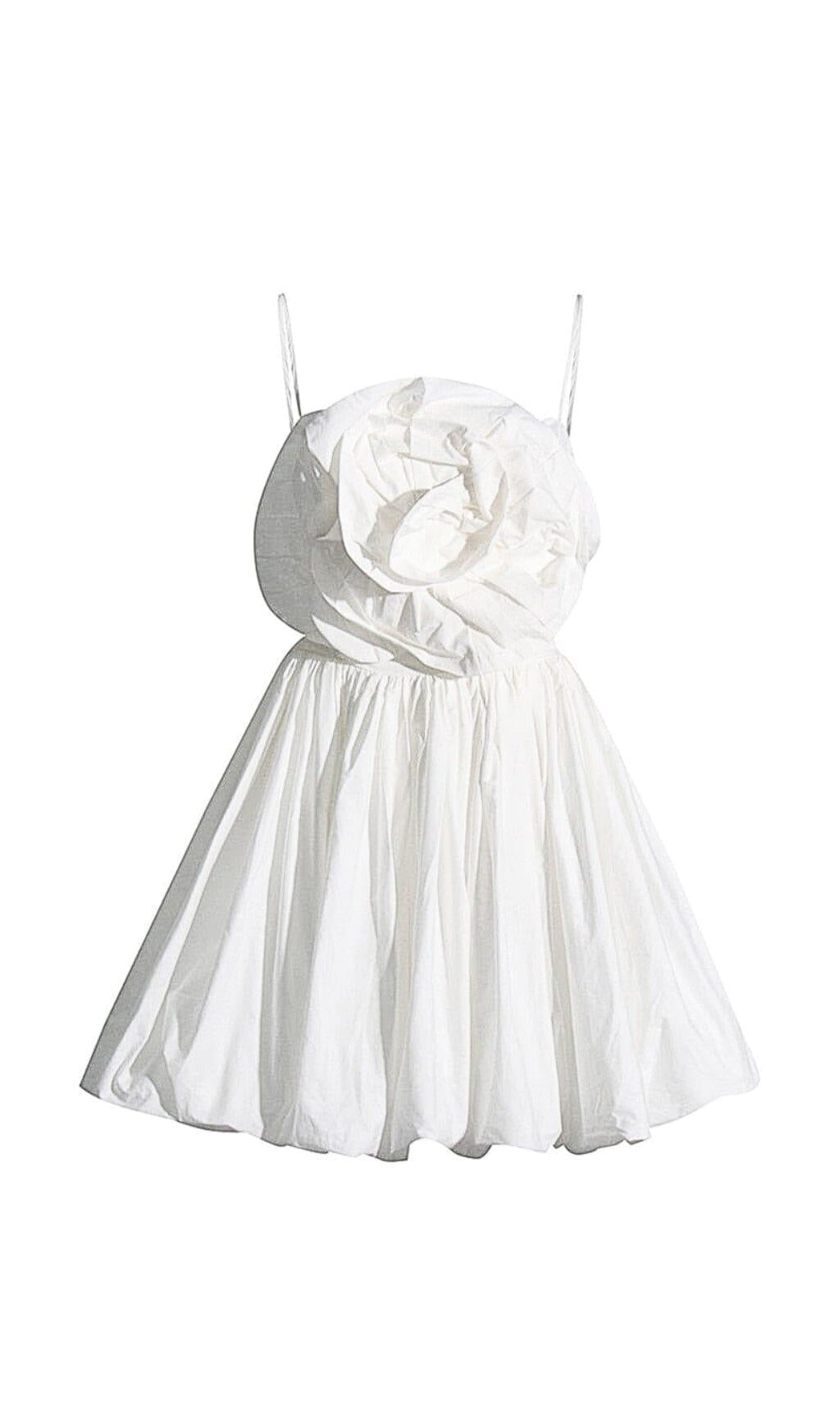 ABITO MINI SLIM CON APPLICAZIONI FLOREALI IN BIANCO