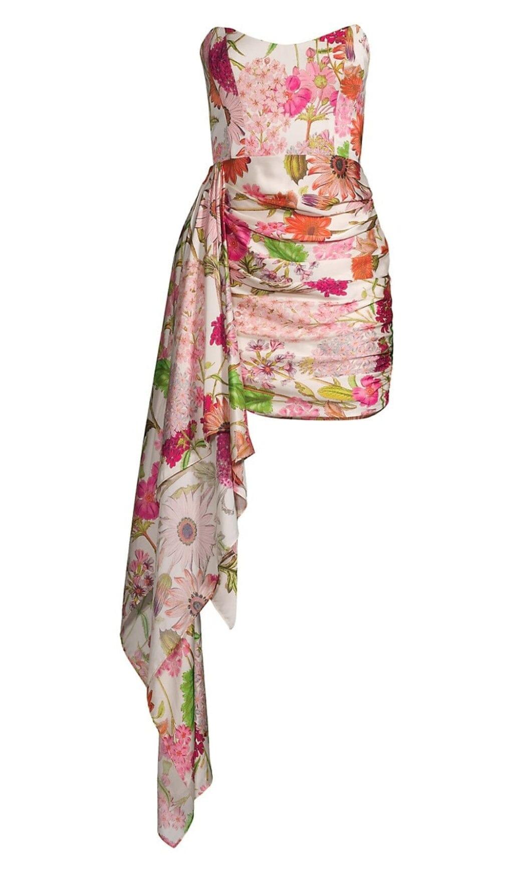 MINI ABITO CON CORSETTO E STAMPA FLOREALE