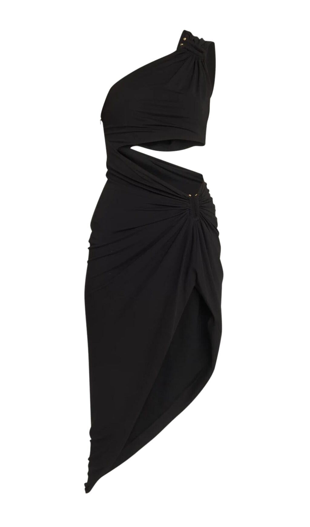 MIDIKLEID MIT ONE-SHOULDER-AUSSCHNITT IN SCHWARZ