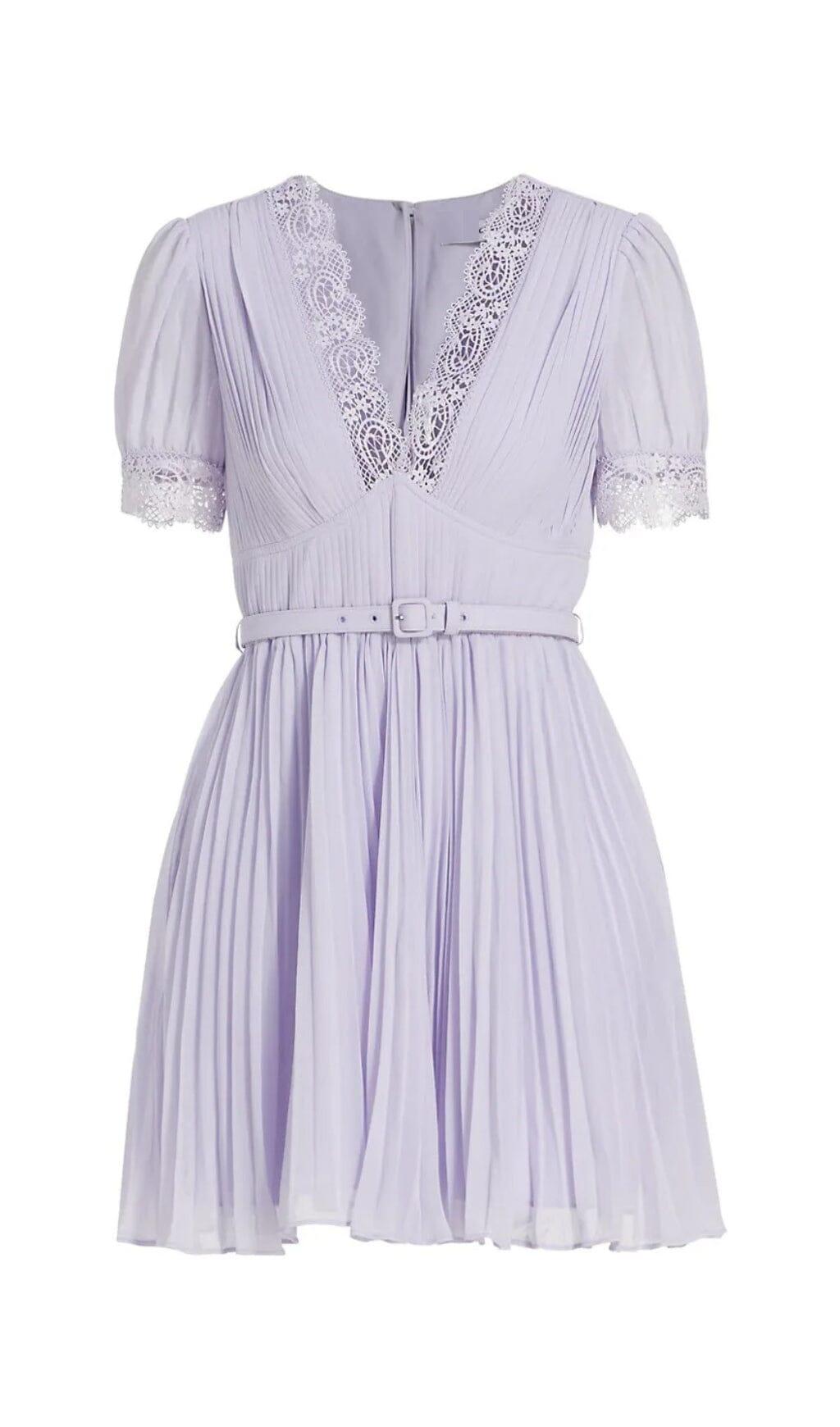 Plissiertes Chiffon-Minikleid in Lavendel