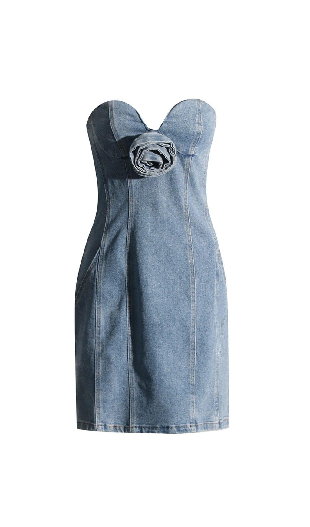 TRÄGERLOSES MINIKLEID AUS DENIM