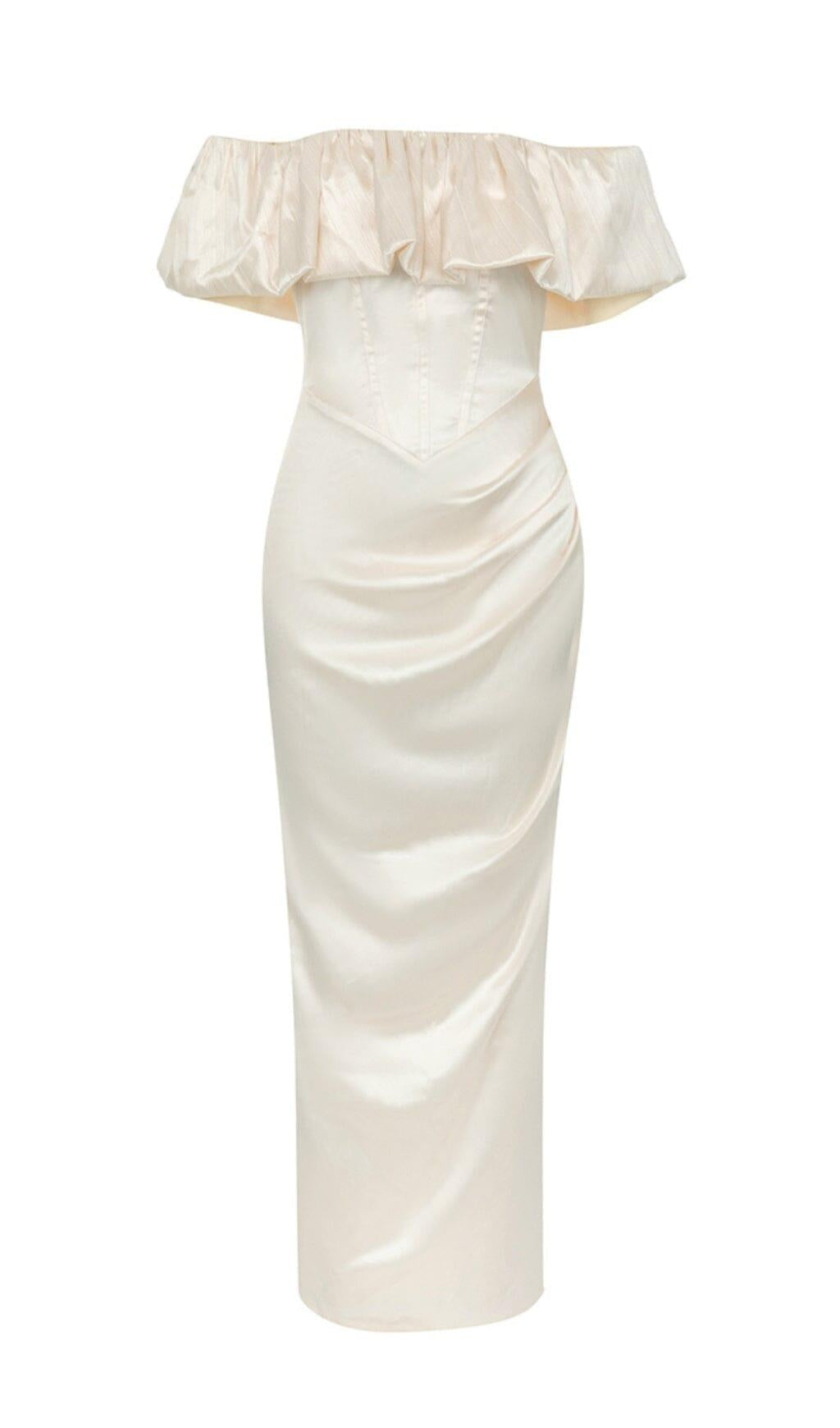 ABITO IN SETA PLISSETTATA, MONOSPALLA, SENZA SPALLINE, ADERENTE AI FIANCHI