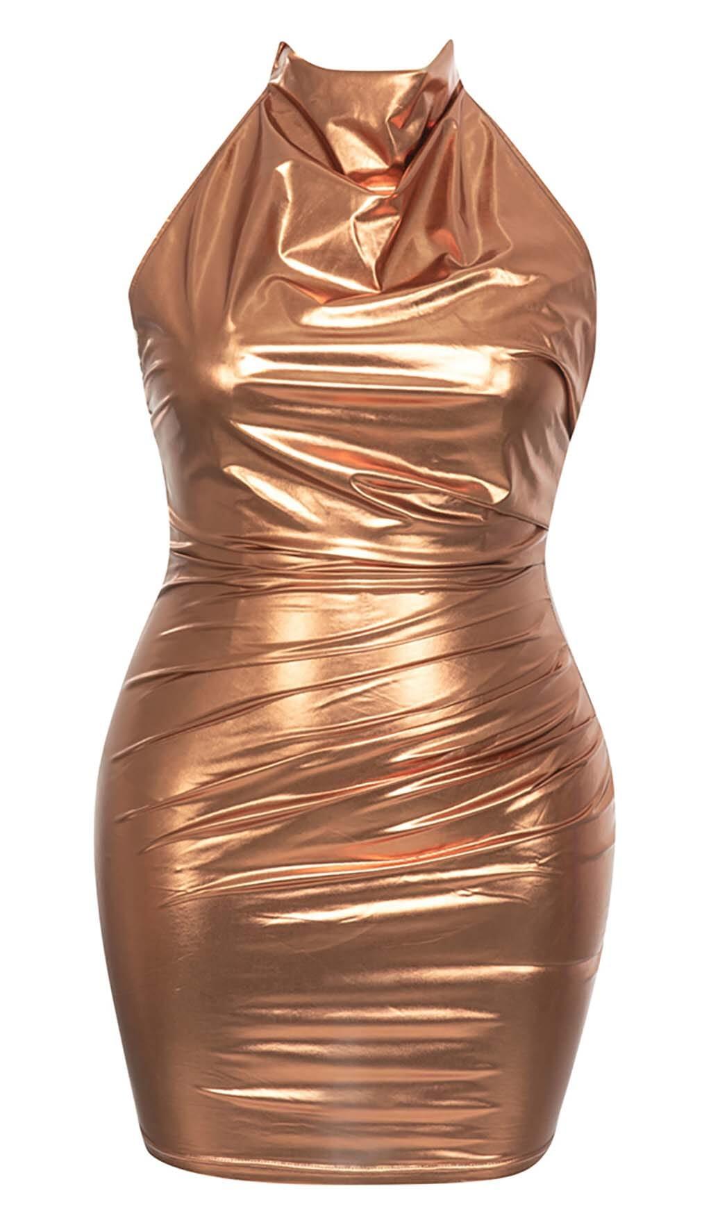 ABITO MIDI METALLIZZATO TAGLIA FORTE IN ORO