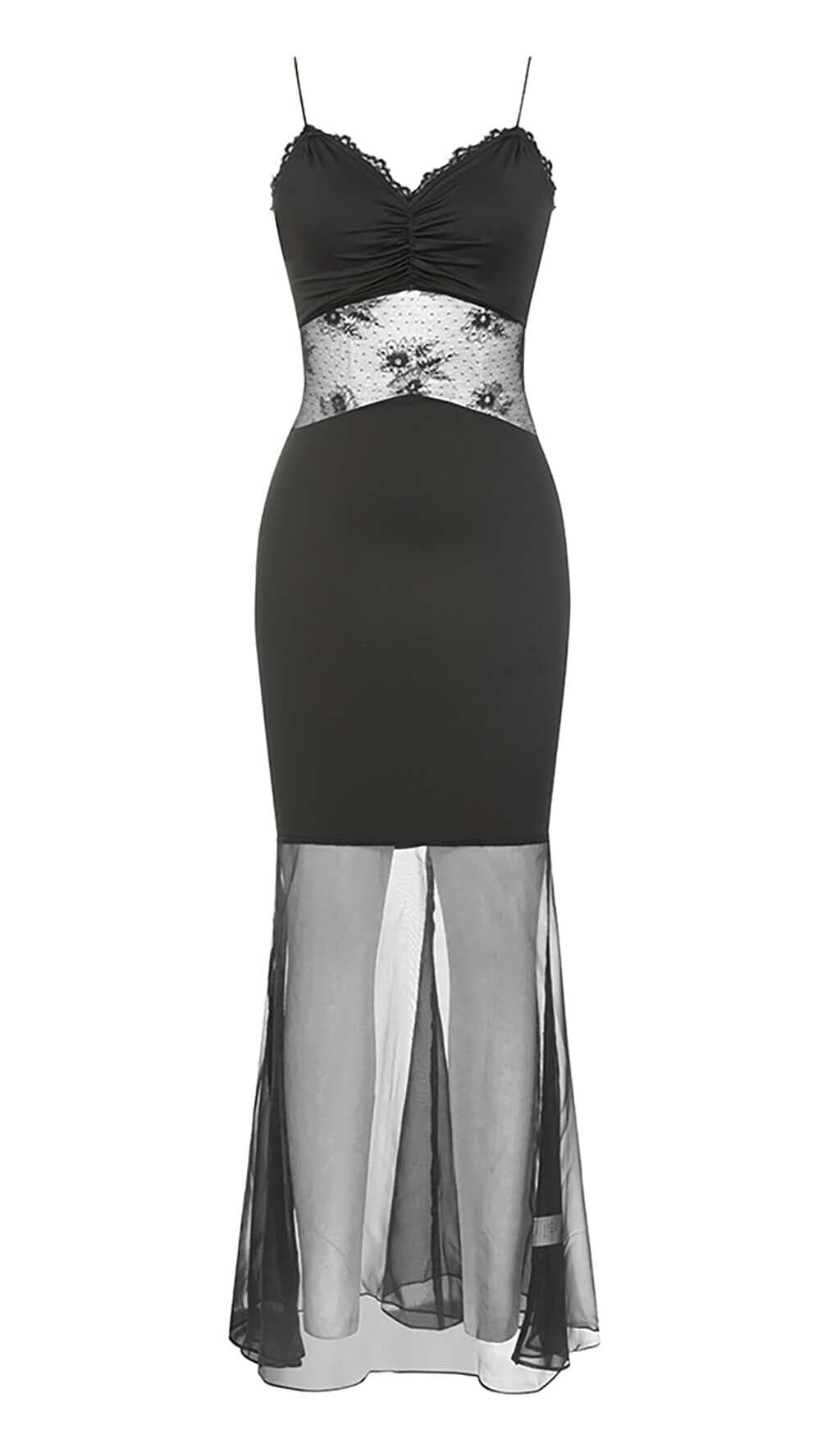 ABITO SOTTOVESTE IN PIZZO SPAGHETTI NERO