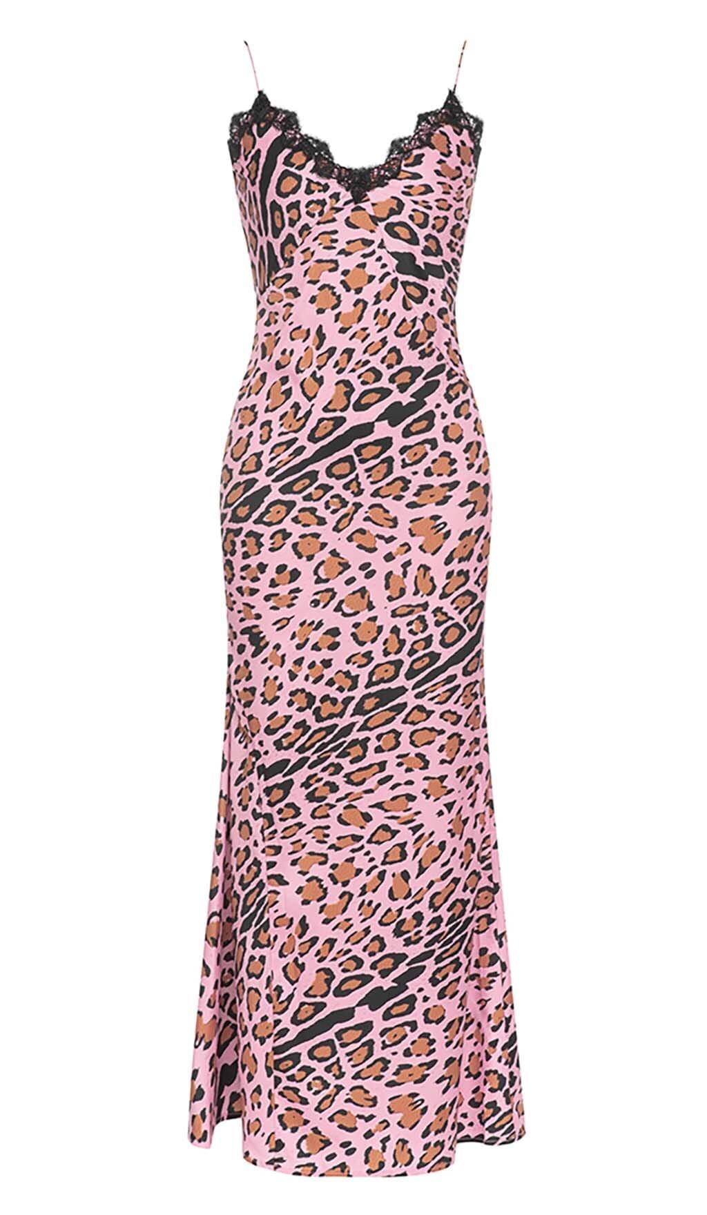 MAXIKLEID MIT SPAGHETTI-TRÄGERN UND STREIFEN IN PINK