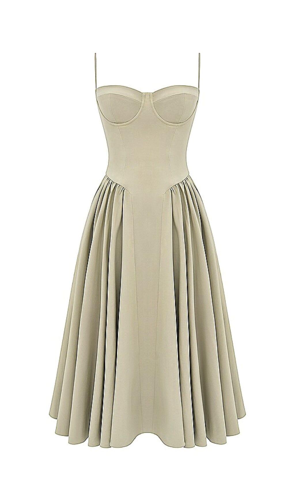 Taupefarbenes Sommerkleid mit Gürtel