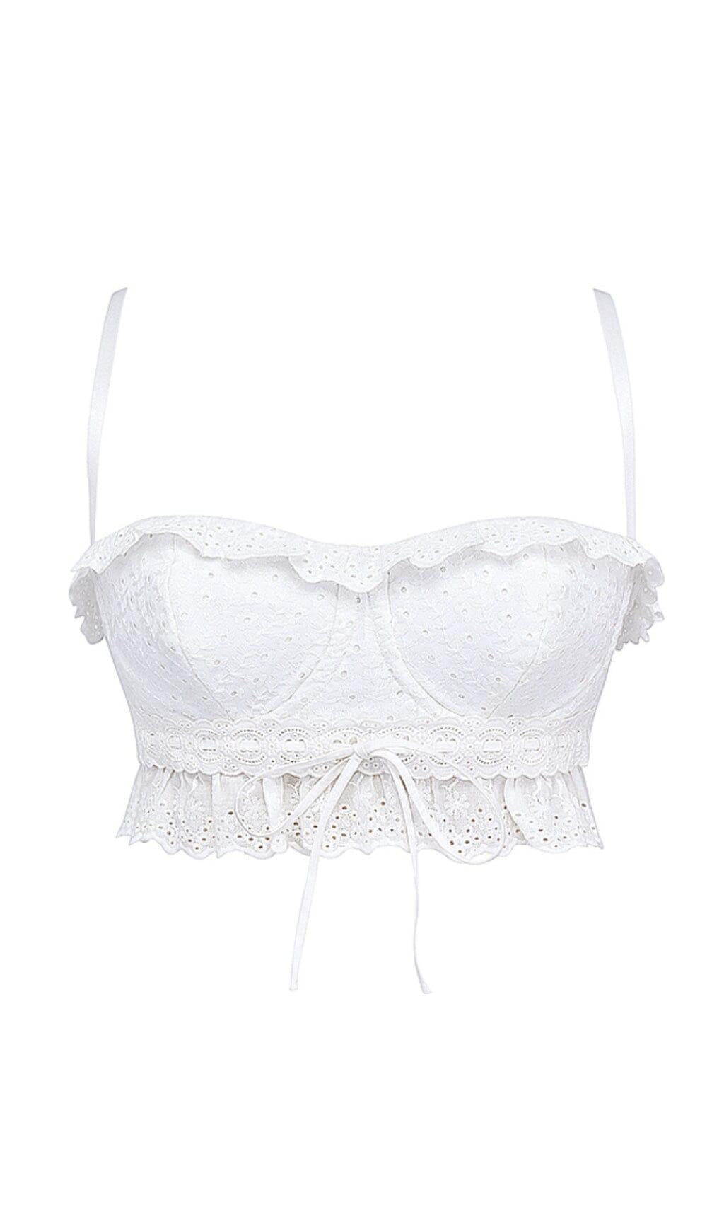 TOP BRALETTE IN BRODERIE ANGLAIS BIANCO