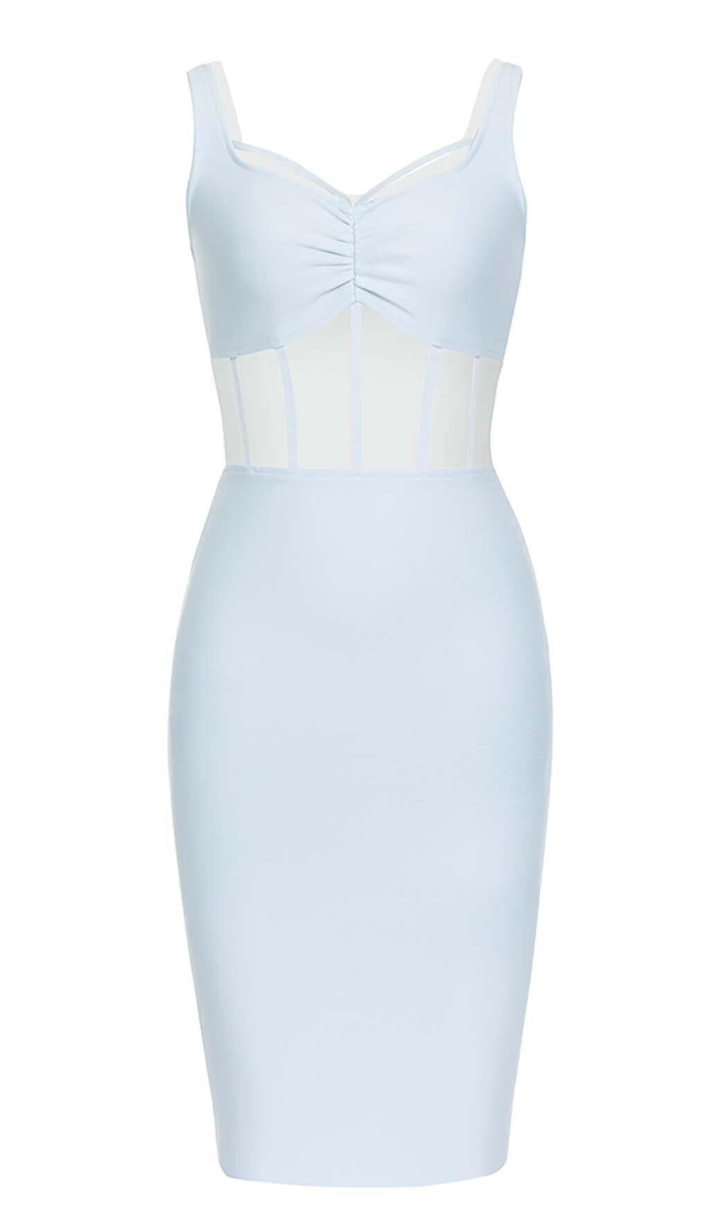 ABITO MIDI CON CORSETTO ADERENTE IN BLU