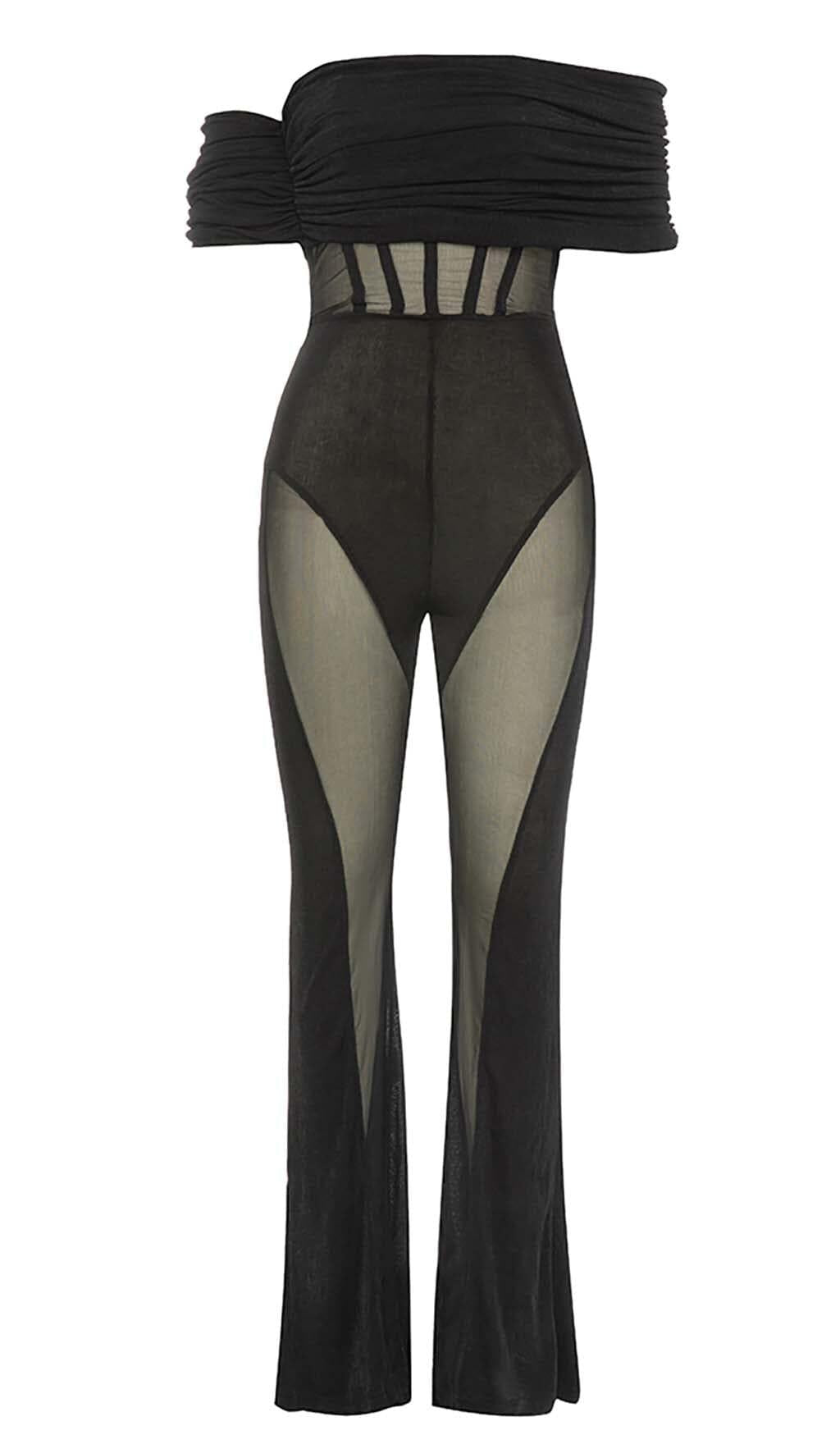 TUTA IN RETE CON SPALLE SCOPERTE NERA