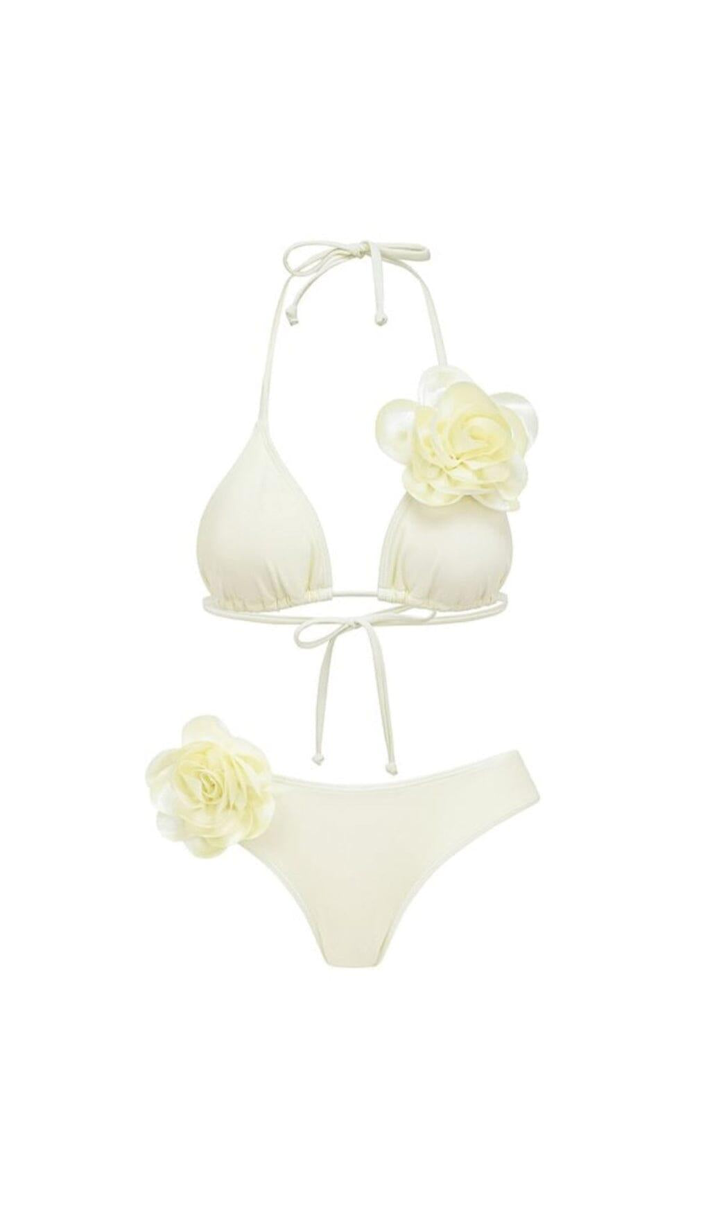 COSTUME BIKINI A FIORI BIANCO