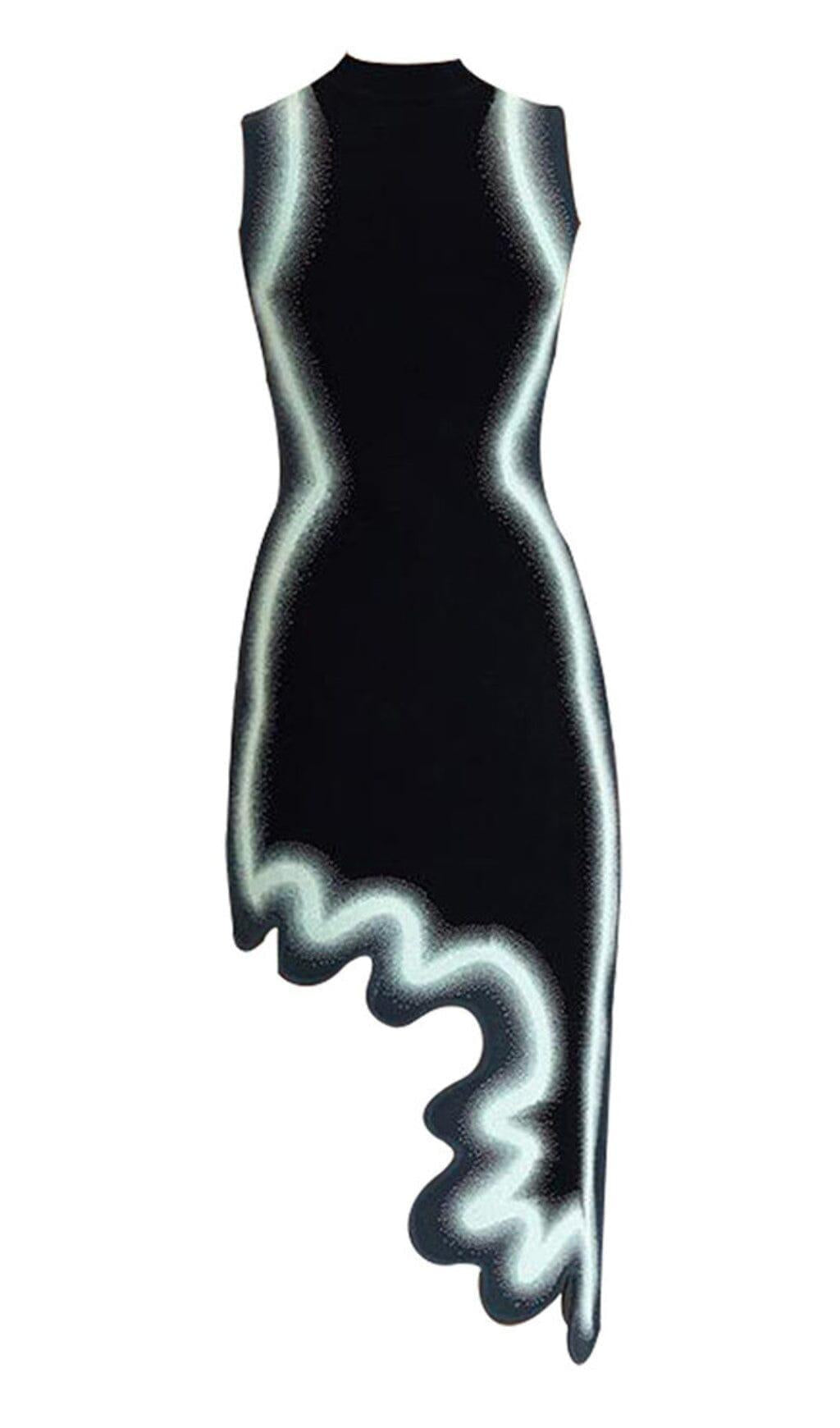 ABITO ASIMMETRICO A RIGHE NERO