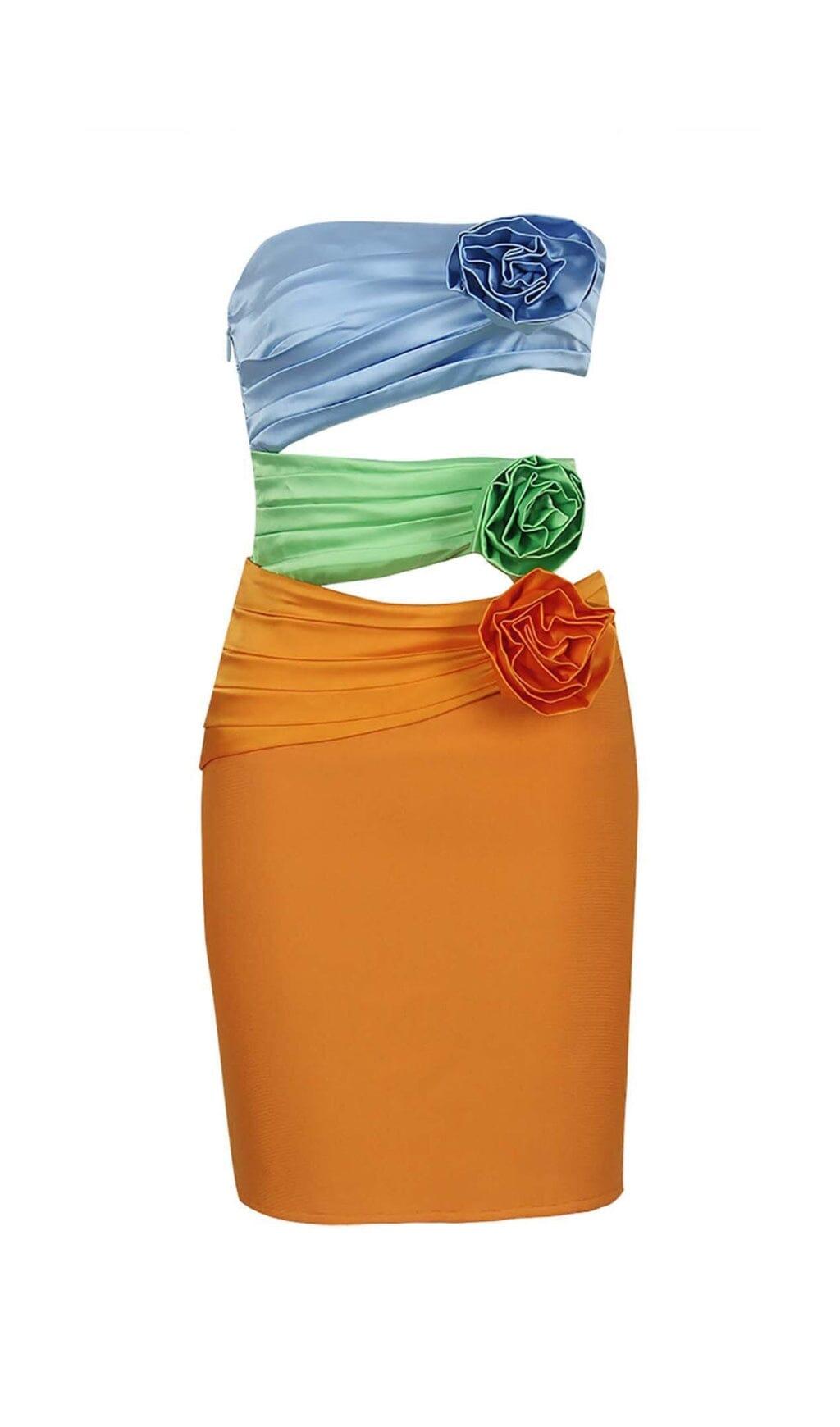 MINIKLEID AUS SEIDE MIT BLUMENDETAILS IN MEHRFARBIG