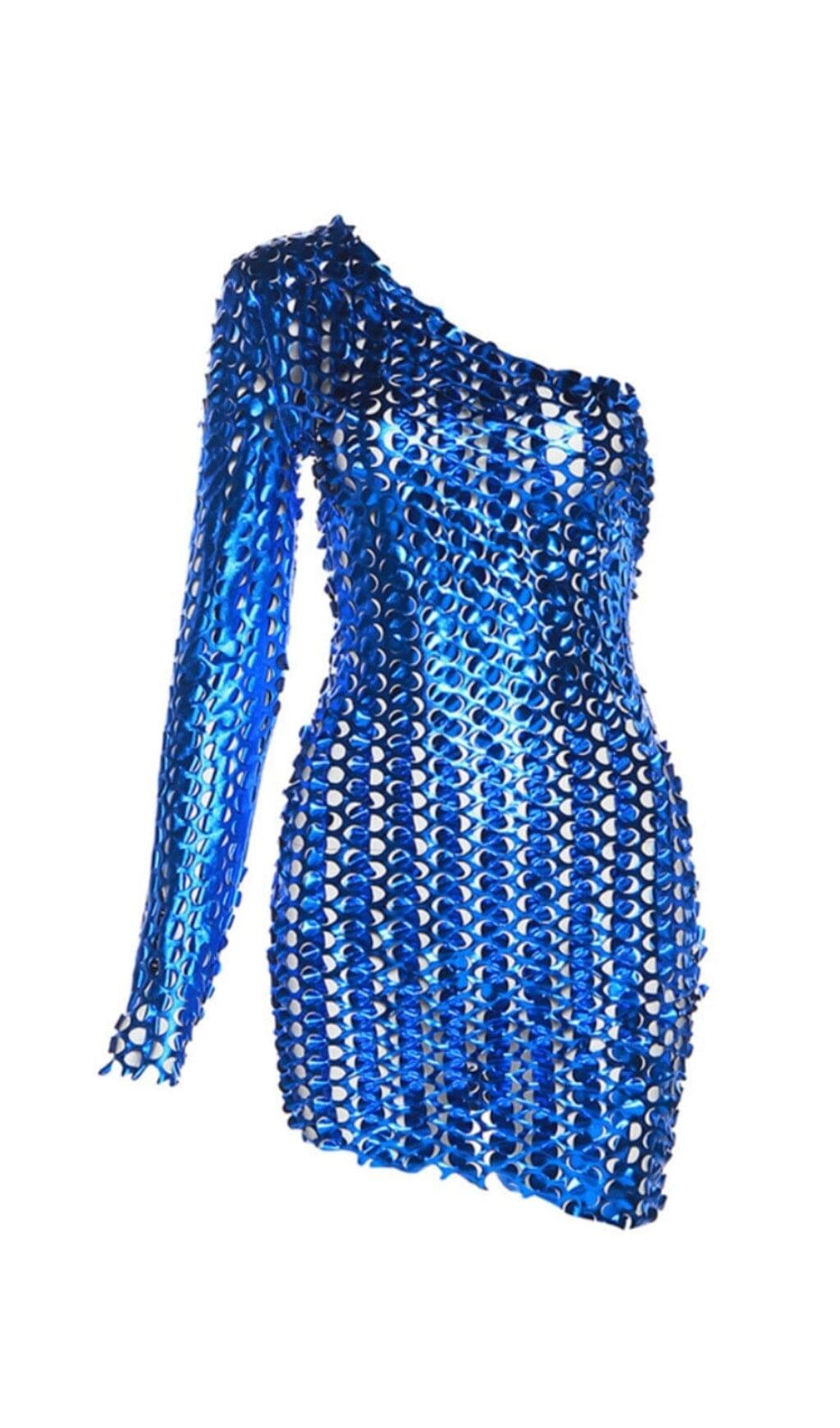 MINI ABITO BLU CON MANICA SCAMOSCIATA