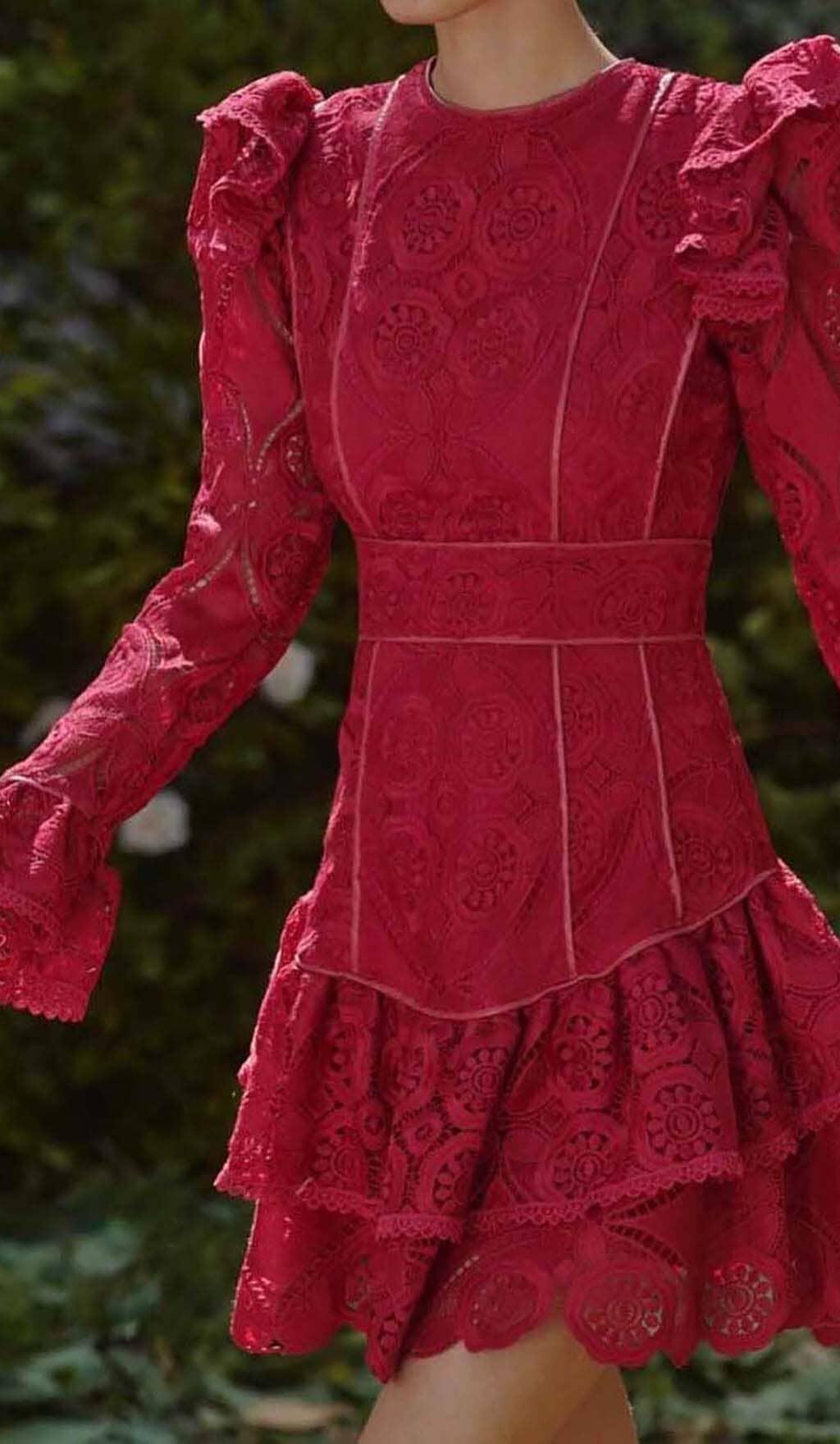 RÜSCHEN-MINIKLEID IN ROT