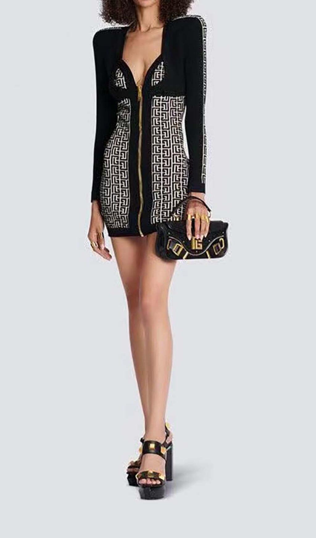 MINI ABITO IN MAGLIA CON SPALLINE NERO