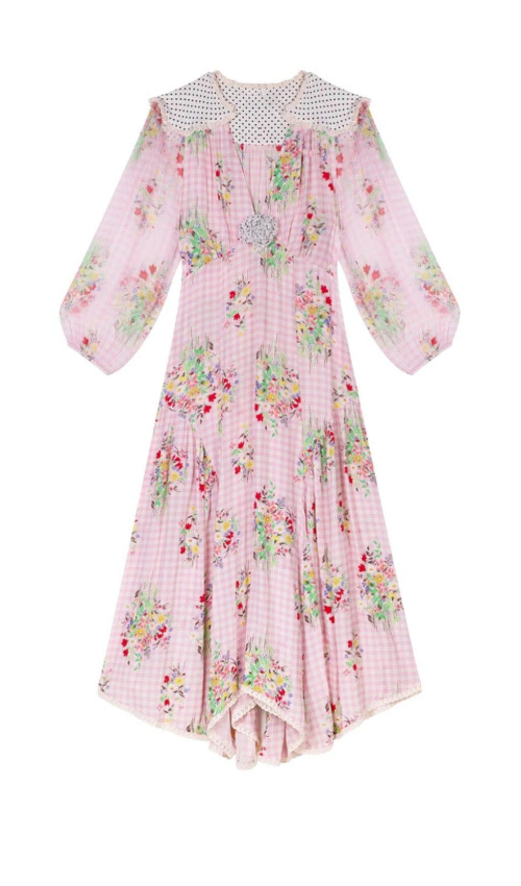 MIDIKLEID MIT BLUMENPRINT IN PINK