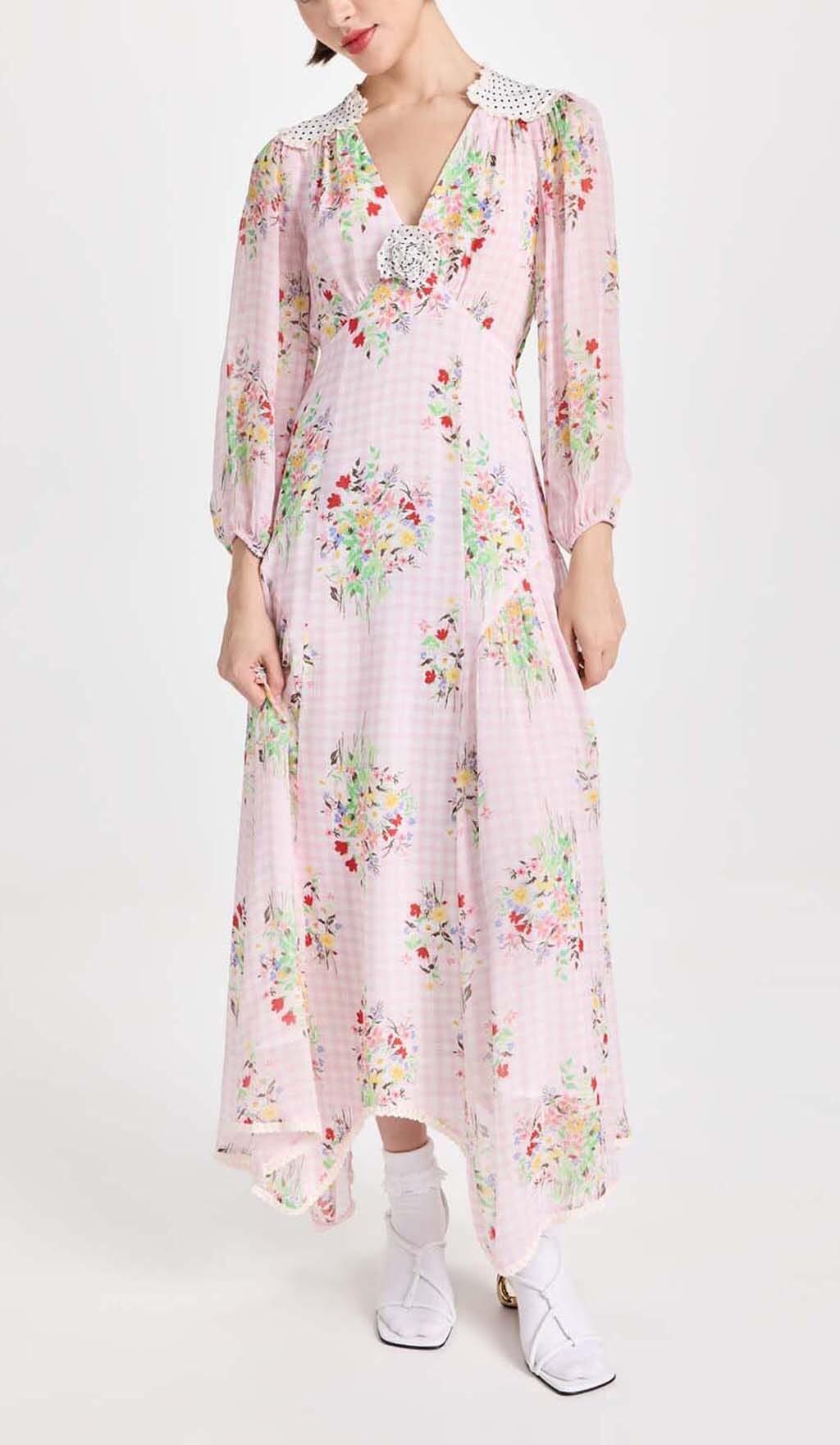 MIDIKLEID MIT BLUMENPRINT IN PINK