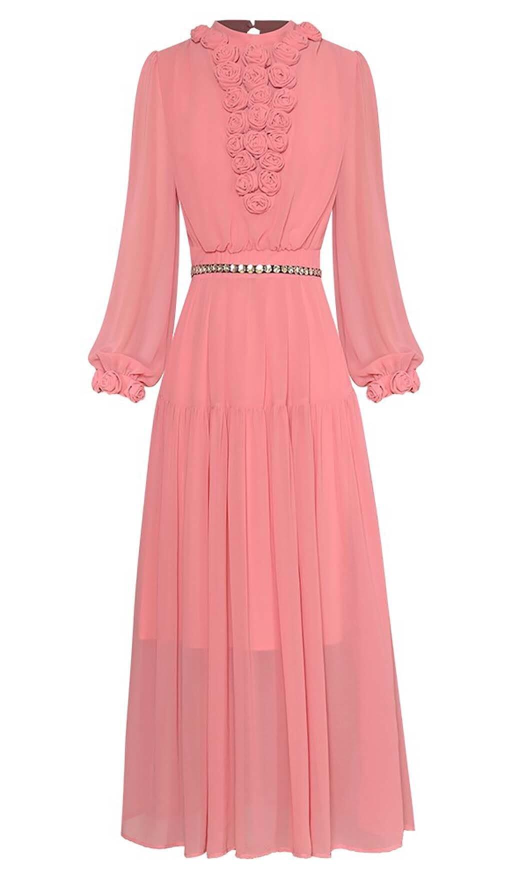 ABITO CON LACCI A MANICHE LUNGHE E LANTERNA A FIORI