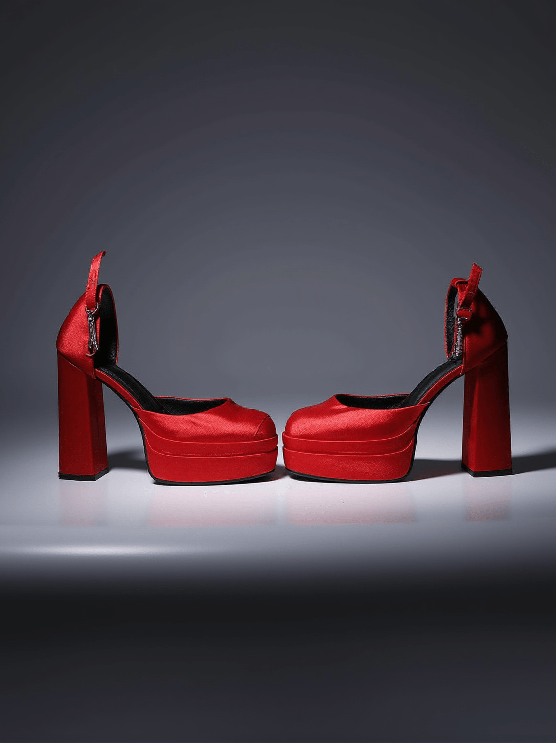 Décolleté con plateau in raso Aspen rosse
