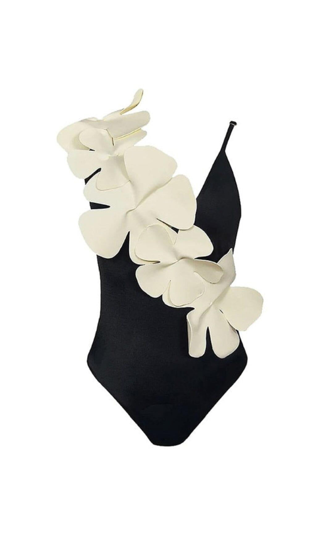 COSTUME DA BAGNO INTERO CON SCHIENA SENZA DECORAZIONE FLOREALE NERO